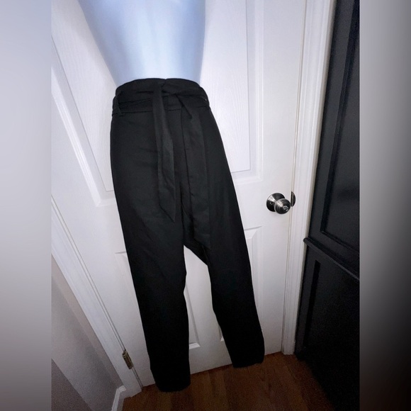 NWT Loft Women’s 6 Black Knit Straight Leg Mid Rise Trouser Dress Pants S Belt - Picture 3 of 12